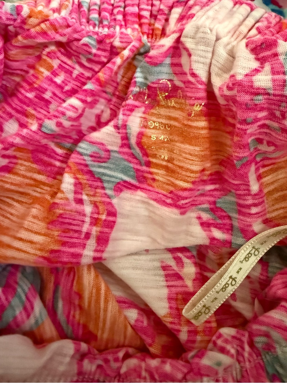 Lilly Pulitzer | top bundle | Pink, Orange Top & Aqua Shell Top - strapless - Picture 5 of 6